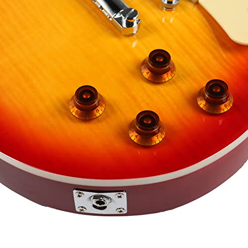 Starshine Electric Guitar Cream Yellow Guard,Flamed Maple top Veneer,Cherry Burst Color