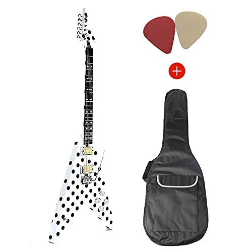 ZUWEI Electric Guitar Polka dot Flying V 6 Strings Classical V Shape Tremolo Bridge Rosewood Fingerboard