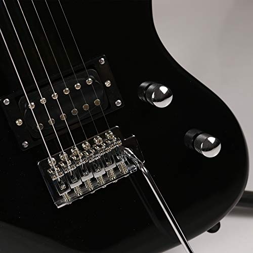 ZUWEI 33.5 Inch Electric Guitar for Kids, One Pickup Beginner's Guitar, Six String Black