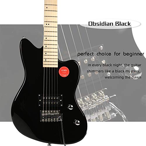 ZUWEI 33.5 Inch Electric Guitar for Kids, One Pickup Beginner's Guitar, Six String Black