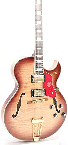 ZUWEI Hollowbody Electric Guitars 6 String Guitar Full Size Electrica Guitarra - 3A Quilted Maple Top, Mahogany Neck Separation Humbucker Pickups