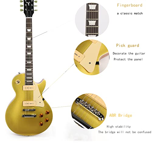 Starshine Electric Guitar Golden Solid Mahogany Body, Yellow on the Back,Chrome Hardware,ABR Bridge