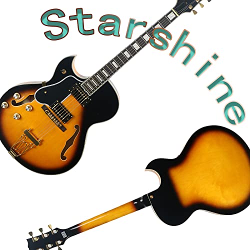 Starshine 6 String Hollow Body Electric Guitar Gold Hardware Left Handed(Sunburst Color)