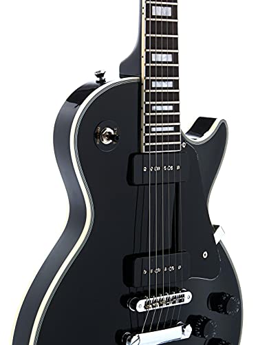 Starshine Electric Guitar Solid Mahogany Body and Neck Rosewood Fingerboard,P90 Pickups ABR Bridge Chrome Hardware(Black Color)