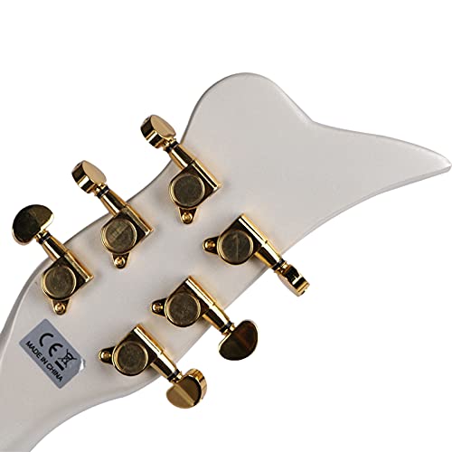 ZUWEI Electric Guitar 39inch 6 String Solid Wood Electric Guitar S-H Pickups, Maple Fingerboard, Dot Inlays, Gold Hardware (Pearl White)