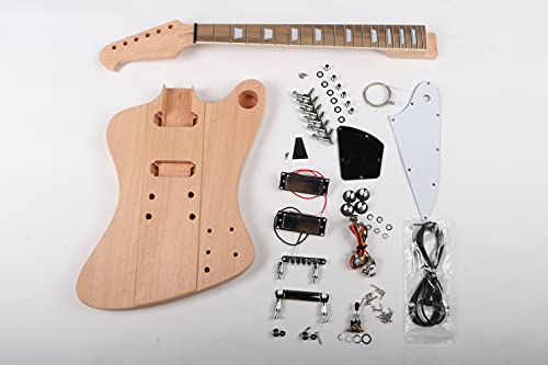 ZUWEI DIY Electric Guitar Kits, Mahogany Body &amp; Mahogany Neck, Rosewood Fingerboard and All Components Included