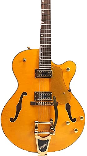 Hollow Body Electric Guitar Gold Hardware Flamed Maple Top Mahogany Neck Yellow Color L5 Style