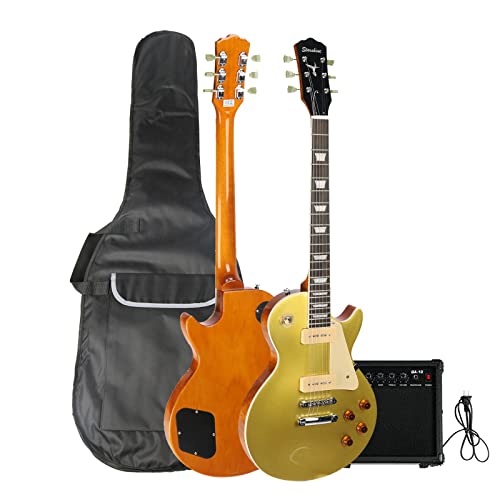 Starshine Electric Guitar Golden Solid Mahogany Body, Yellow on the Back,Chrome Hardware,ABR Bridge