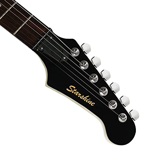 Starshine Explorer 3/4 Size Electric Guitar for Beginner,Kids,Adults as a Gift,Rosewood Fingerboard, Solid Mahogany Body, 10 W Amplifier, Gig Bag(Milky Yellow)