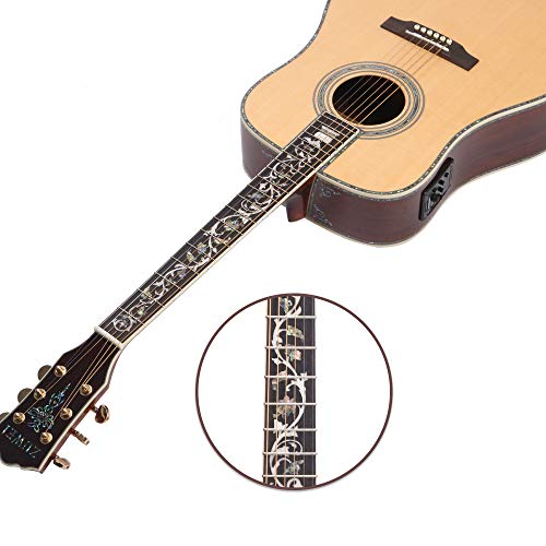 ZUWEI 41in Handmade Electric Acoustic Guitar Life Flower Solid Spruce Top Rosewood Backside Abalone Inlay, Closed Tuner Lower Action Bone Nut&amp; Saddle Free Hardcase Gloss Finish Gold Hardware