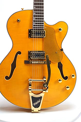 Starshine 45inch Hollow Body Electric Guitar Gold Hardware Flamed Maple Top Closed Tuner Yellow Color