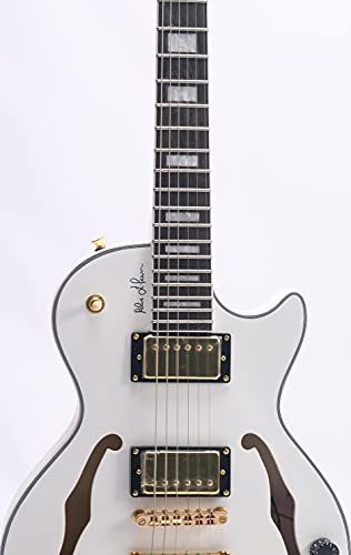 Starshine Electric Guitar Double F Hole Hollow Mahogany Body Ebony Fingerboard,2V 2T 3-ways Gold Hardware(White Color)