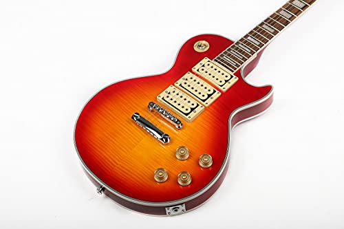 Starshine Electric Guitar, Flamed Maple Top Single Cutaway Guitar ABR-1 with Trio Humbuckers Pickups, Cherry Sunburst