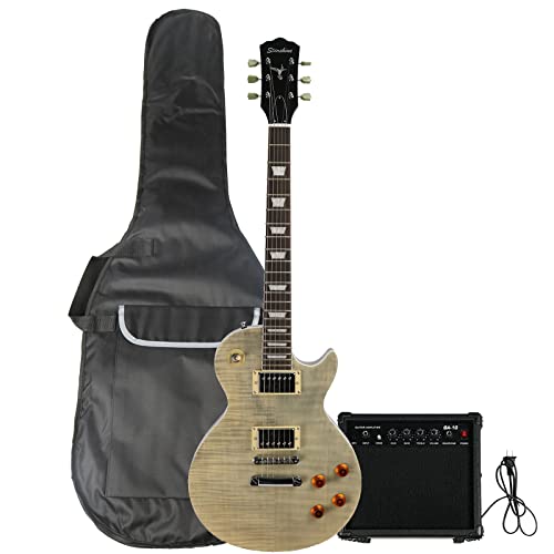 Starshine Electric Guitar, Flamed Maple Top Single Cutaway Guitar ABR-1 with Double Humbuckers Pickups, Soil Gray