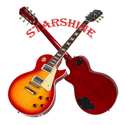 Starshine Electric Guitar Cream Yellow Guard,Flamed Maple top Veneer,Cherry Burst Color