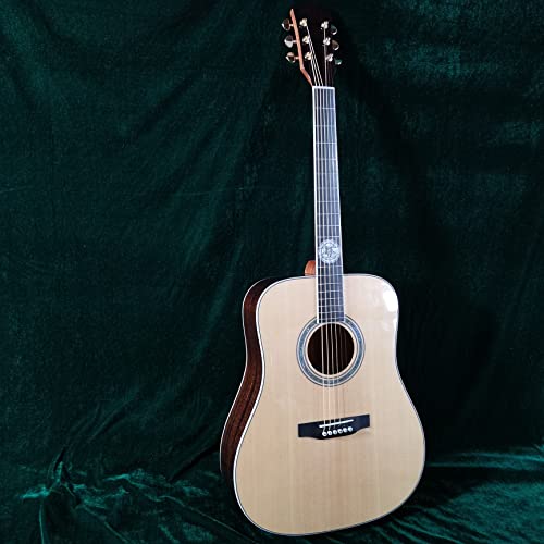 Starshine Solid Spruce Body Rosewood Fingerboard and Back Side White Body Binding Wooden Guitar(Natural Color)