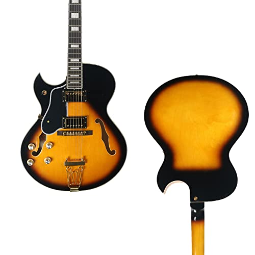 Starshine 6 String Hollow Body Electric Guitar Gold Hardware Left Handed(Sunburst Color)