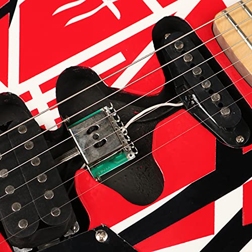 ZUWEI 6 Strings Electric Guitar, Solid Body, Maple Fingerboard, Canadian Maple Neck, Double Locking Tremolo Bridge,Red Striped Guitar