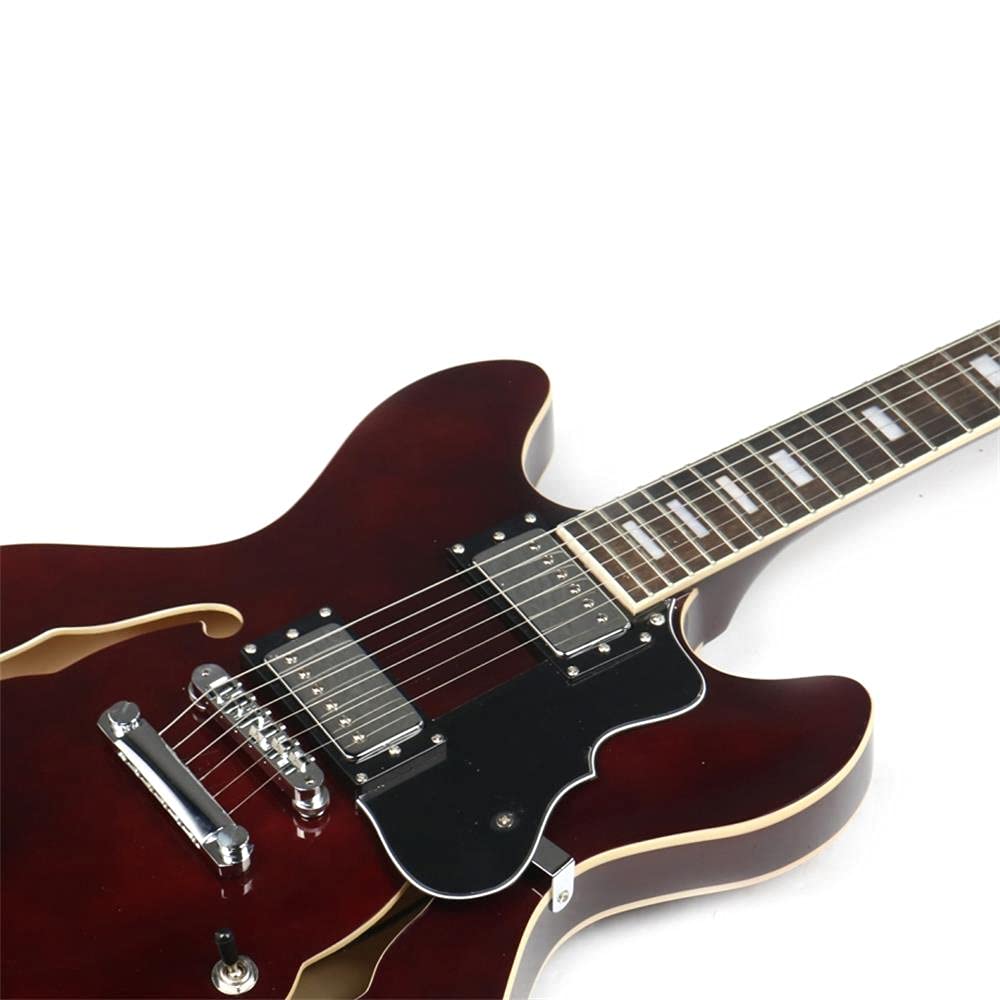 Starshine Electric Guitar, Humbucking Pickups with Split Coil Tap, 6 Strings Double F Hole Semi-Hollow-Body, Mahogany Neck and Black Pick guard（Sunburst Color）