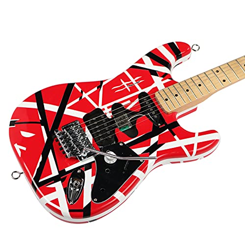 ZUWEI 6 Strings Electric Guitar, Solid Body, Maple Fingerboard, Canadian Maple Neck, Double Locking Tremolo Bridge,Red Striped Guitar