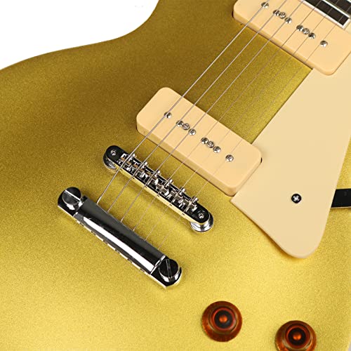 Starshine Electric Guitar Golden Solid Mahogany Body, Yellow on the Back,Chrome Hardware,ABR Bridge