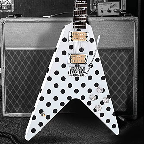 ZUWEI Electric Guitar Polka dot Flying V 6 Strings Classical V Shape Tremolo Bridge Rosewood Fingerboard