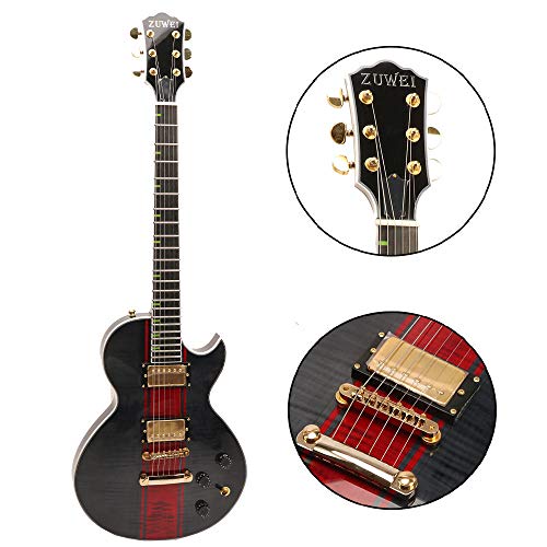 ZUWEI Semi Hollow Electric Guitar 6 Strings with Mahogany Body, Bone Nut, ABR Bridge Alnico Pickups Green Inlay Closed Tuner, Ebony Fingerboard, More Color