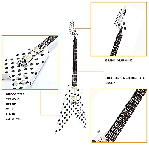 ZUWEI Electric Guitar Polka dot Flying V 6 Strings Classical V Shape Tremolo Bridge Rosewood Fingerboard