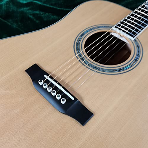 ZUWEI Solid Spruce Body Rosewood Fingerboard and Back Side White Body Binding Wooden Guitar(Natural Color)