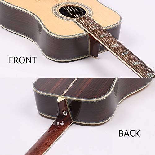 ZUWEI Electric Acoustic Guitar - With Case - 41in Folk Guitarra 12 Strings, Abalone Inlay, Right Hand, Natural