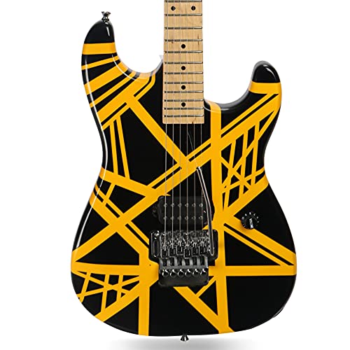 ZUWEI Guitar Full Size Solid Wood Electric Guitar 6 String Style Yellow