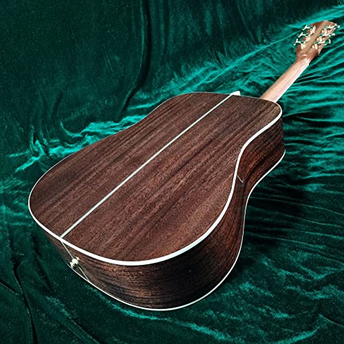 ZUWEI Solid Spruce Body Rosewood Fingerboard and Back Side White Body Binding Wooden Guitar(Natural Color)