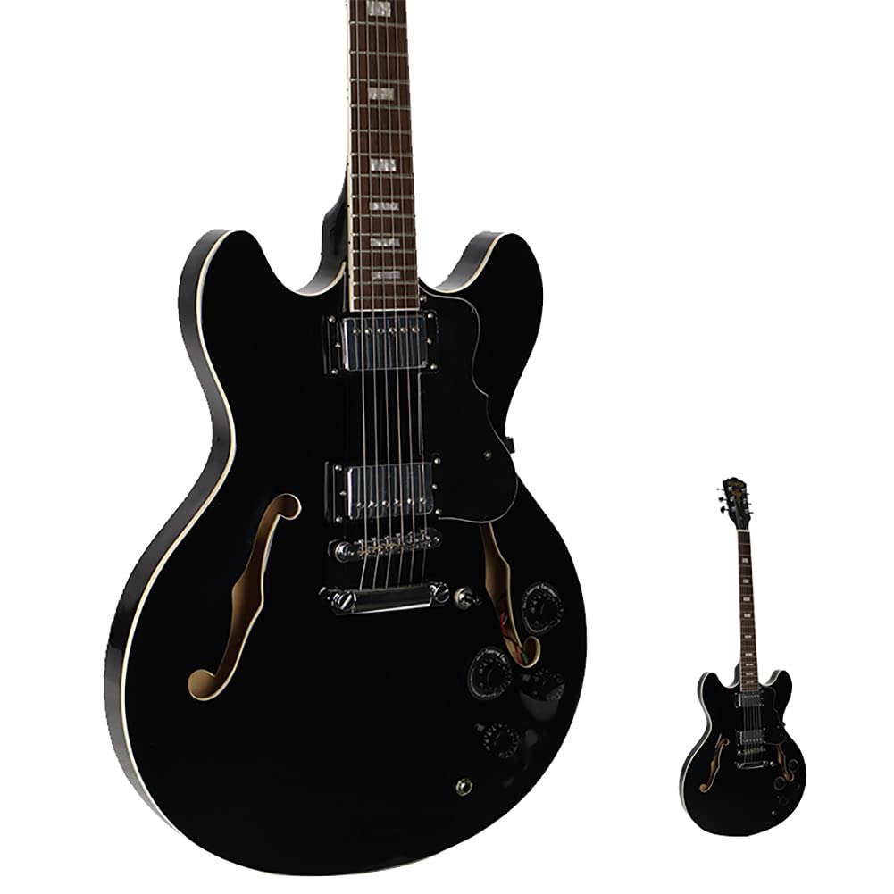 ZUWEI Semi Hollow body Electric Guitar Pull/Push Swtich Separation Humbuckers Lower Action