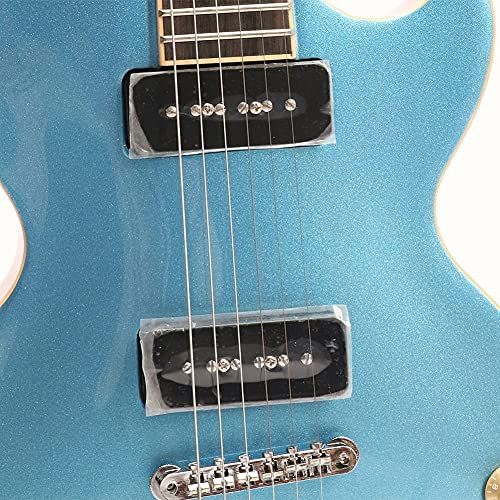 Solid Body Electric Guitar 6 String Single Cut Curved Top Guitar,Mahogany Body Small Dot Bridge, P90 Pickups, Blue Silver Powder