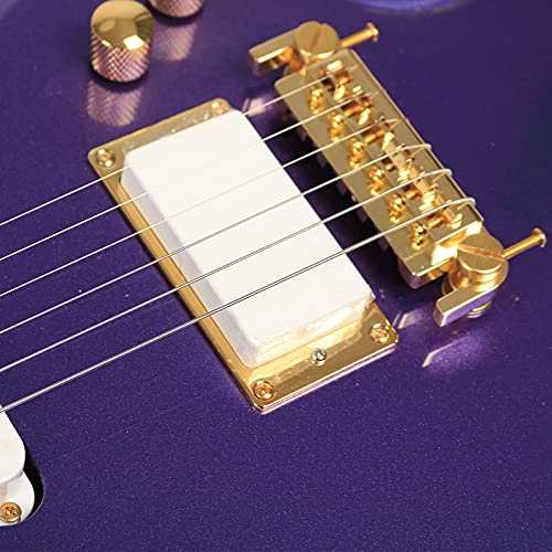 ZUWEI Electric Guitar 39inch 6 String Solid Wood Electric Guitar S-H Pickups, Maple Fingerboard, Gold Hardware (Purple)