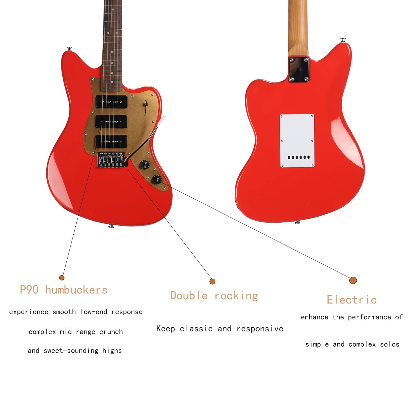 ZUWEI UZY260 Custom Shop Electric Guitar With P90 Pickups, Roasted Maple Neck, Alder Body,Gold Pickguard