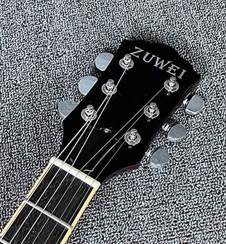 ZUWEI Electric Guitar Flamed Maple Top Solid Body Guitar, Mahogany Back Separation Humbucker Pickups, Small Dot Bridge, Chrome Hardware